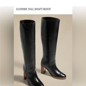 Black Leather Tall Shaft Boots